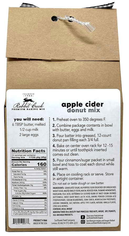 Rabbit Creek Apple Cider Donuts Mix – With Dusting Sugar Included – Baked Donuts, Not Fried – Donut Baking Mix