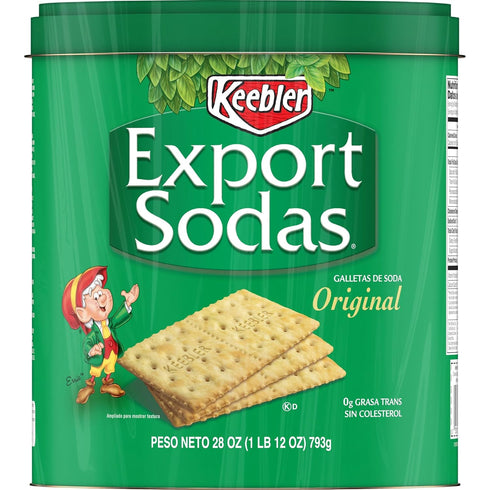 28oz (1 Keebler Export Sodas Soda Crackers, Soup Crackers, Lunch Snacks, Original, Can Can)