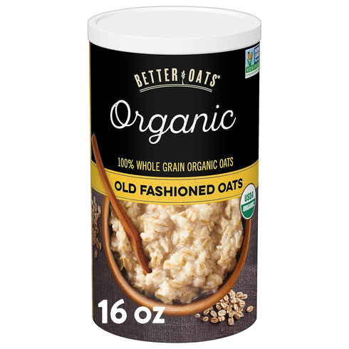 Better Oats Organic Old Fashioned Oats, Organic Rolled Oats for Overnight Oats, Hot Cereal,