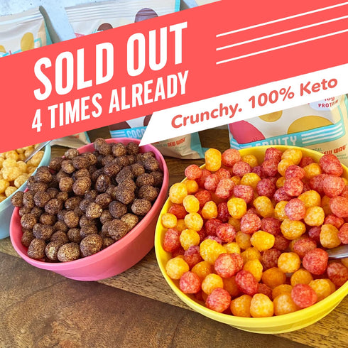 |13g 12 Pack Schoolyard Snacks Keto Cereal - Cocoa Flavor Protein, Low Carb, Low Sugar, Low Calories | Gluten-Free