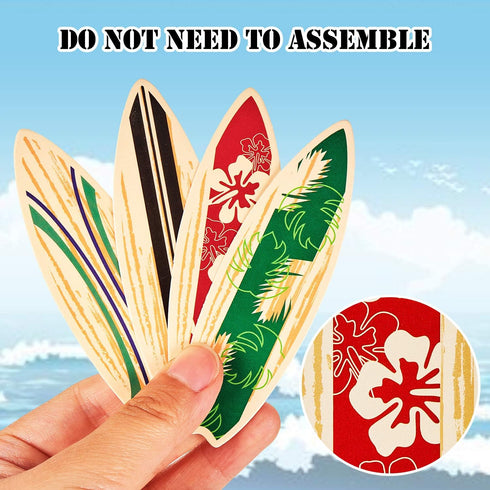 48 Pieces Surfboard Cupcake Toppers, Beach Cake Decorations, Mini Accents for Swimming Pool Summer Beach Party Supplies