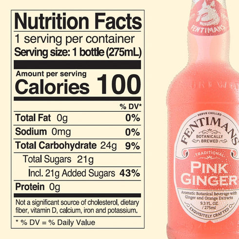 9.3 Oz (Pack 4) Fentimans Sparkling Pink Ginger Drink - Ginger Beer Non Alcoholic, Ginger Ale, Natural Craft Soda