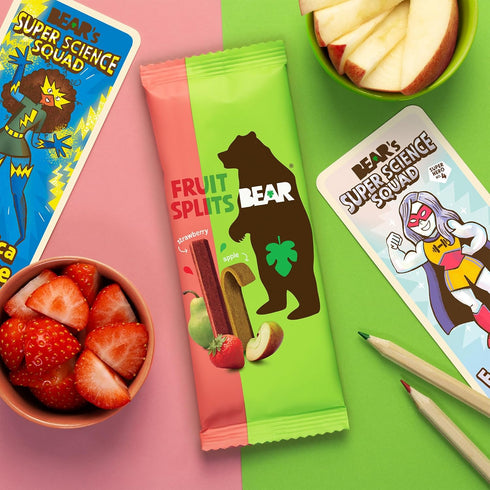 0.7 (Pack 18) BEAR Real Fruit Snack Splits - Gluten Free, Vegan, and Non-GMO - Apple and Strawberry Healthy School