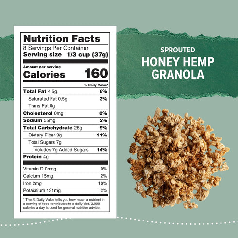11 (Pack 6) One Degree Organics Sprouted Oat Honey Hemp Granola Cereal, Glyphosate-Free, USDA Organic, Gluten-Free