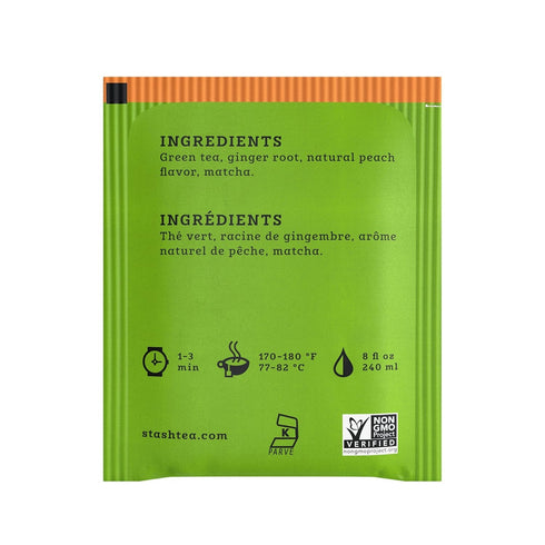 100 (Packaging Stash Tea Ginger Peach Green Tea & Matcha Blend, Box of Tea Bags May Vary)