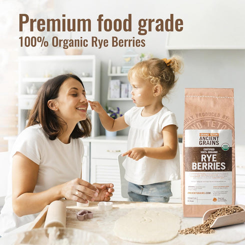 100% 5lbs Grand Teton Ancient Grains - USDA Organic Rye Berries, Rye Berry Grain, Rye Grain Organic Excellent