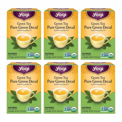 Yogi Tea - Green Tea Pure Green Decaf (6 Pack) - Supports