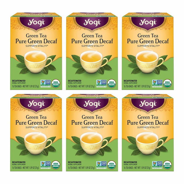 Yogi Tea - Green Tea Pure Green Decaf (6 Pack) - Supports