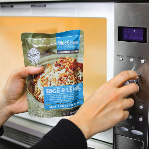 8.8oz Wild Garden Heat and Serve Pilaf, Rice & Lentil, Ready to Eat, Healthy Microwaveable Meals, Made of Long Grain