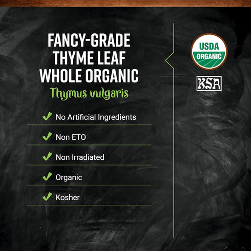 16 Oz, Frontier Co-op Organic Thyme Leaf, Fancy-Grade, Bulk Bag - Add to Marinades, Stuffing, Vegetables, Stews