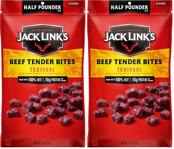 Jack Link's Beef Tender Bites, Teriyaki, Half Pounder Bag - Flavorful Meat