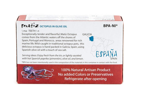 4.0 Oz, (2 Pack) Matiz Pulpo Wild-Caught Pulpo Spanish Octopus in Olive Oil