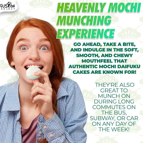 Fusion Select Mochi Daifuku Snacks, Traditional Japanese Rice Cakes with Filling, Chewy and Soft Texture (Red Bean)