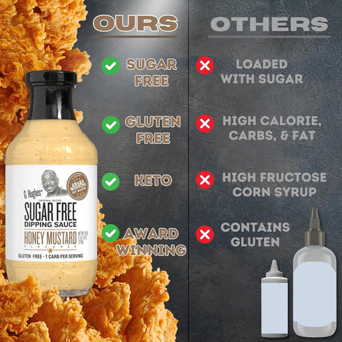 G Hughes Sugar Free Barbecue Sauce, Honey Mustard Dipping Sauce, 18 Ounce Each, 3 Pack