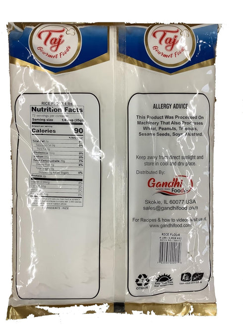 TAJ Gourmet Foods 4lbs TAJ White Rice Flour, (Perfect Appams, noodles, pancakes, etc.)