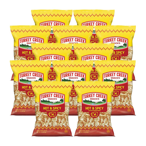 Turkey Creek - Americas Best Fried Pork Skins, offers a 12-Bag Straight Pack of