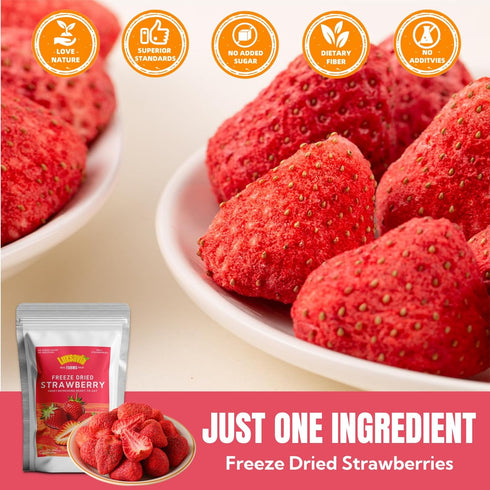 Luxsavia 3.52OZ/100g 50-55 Premium Whole Freeze Dried Strawberries per bag,Whole Big Natural Dried Strawberries No