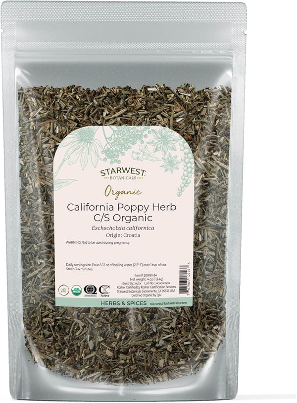 Starwest Botanicals Dried California Poppy Herb Organic - Loose Leaf, Use for