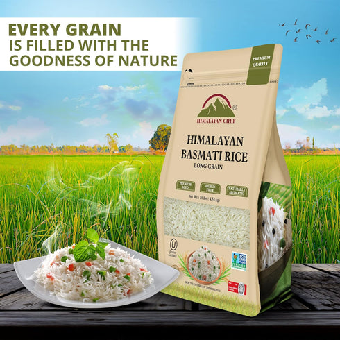 10 lbs.(Packaging Himalayan Chef Basmati Rice,Extra Long Grain Rice Fluffy Quick Cooking Aromatic - May Vary)