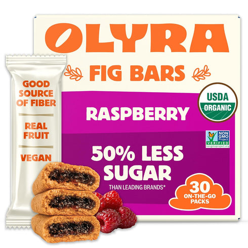 Olyra Raspberry Fig Bars, Organic Snacks, Healthy Snacks for Adults and Kids,