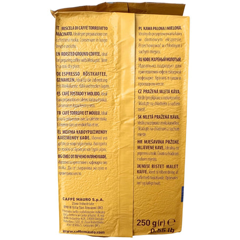 Caffe Mauro 8.8 oz. (250g)(Pack 4) 9/10 Classico Ground Espresso Coffee from Italy of Creamy Dark Roast Espresso