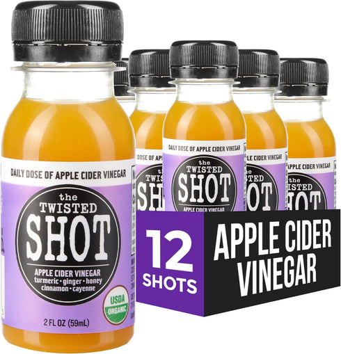 The Twisted Shot Apple Cider Vinegar Shots with Ginger, Turmeric, Honey, Cinnamon