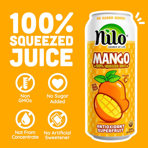 100% 10.8 oz (Pack 12) NILO Mango Juice | Squeezed Mango | NO Sugar added | NOT From Concentrate |