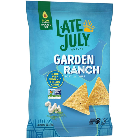 6 Oz LATE JULY Snacks Garden Ranch Tortilla Chips, Bag