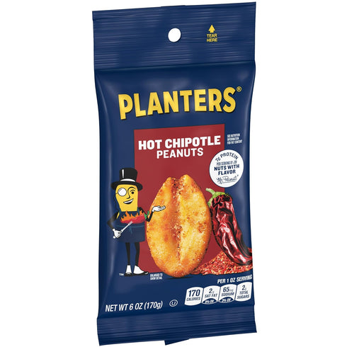 (12 Pack, 6 oz Packs) Planters Hot Chipotle Peanuts ct