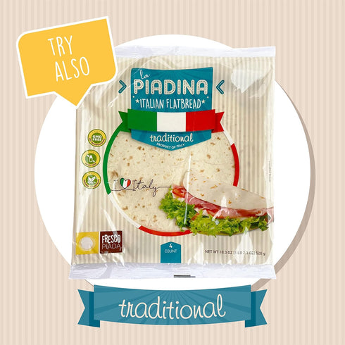 5 Packs (20 Count Fresco Piada Italian Flatbread Total) | Authentic Piadina Bread Made in Italy | Recipe with oil |