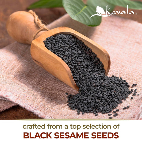 12 oz, 340g Kevala Organic Black Tahini - Gluten Free Black Sesame Paste for Bread, Kitchen Pantry Staple Processed