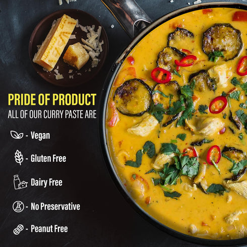 Eastern Blue Pack 4 4 Oz Vegan Thai Curry Paste Flavors - of Panang Curry Paste, Yellow Curry Paste, Green Curry, & Red