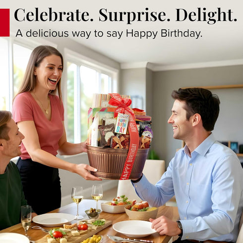 Broadway Basketeers Birthday Gift Basket Gourmet Snacks & Sweet Treat Box with Cookies, Candy & more - Food Gift Basket
