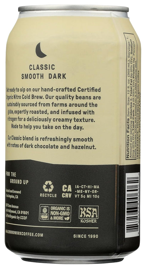 12 oz Groundwork Coffee Nitro, Organic Nitro Cold Brew Coffee