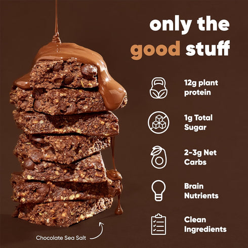12 Count IQBAR Clean Plant Protein Bars - Chocolate Lovers Variety and Chocolate Sea Salt Bundle - Keto, Vegan, High