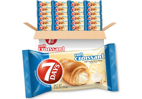 7Days Soft Croissant, Vanilla Filling, Perfect Breakfast Pastry or Snack, Non-GMO (Pack