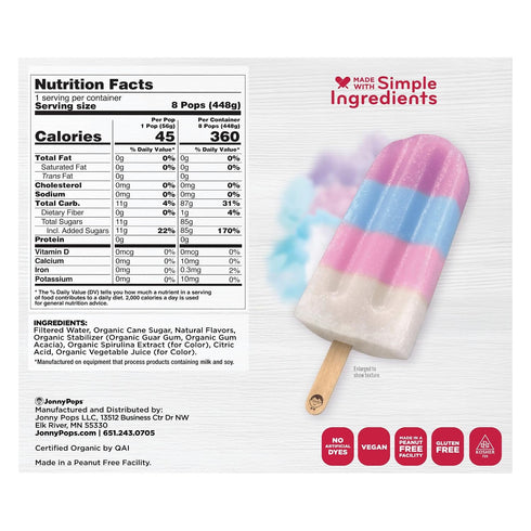 Frozen 8ct JonnyPops Organic Cotton Candy Cloud Pops