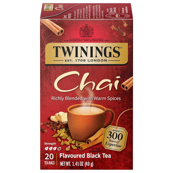 Twinings Chai Black Tea Individually Wrapped Bags, 20 Count (Pack of 1),