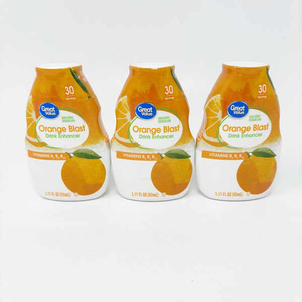 Great Value Orange Blast Drink Enhancer, 3.11 fl oz Bottle (3 Pack)