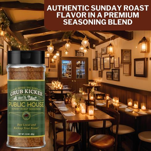 2.9 oz Grub Kicker Public House Sunday Roast Seasoning - Bottle - Prime Rib, Pot Roast, and Beef Tenderloin Spice Rub