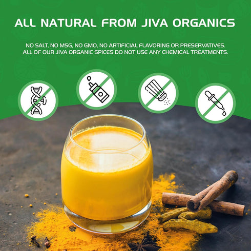7 Jiva Organics Turmeric Tea Latte - Golden Milk Powder Ounce Bag - Ashwagandha, Cardamom, Ginger, Black Pepper & More