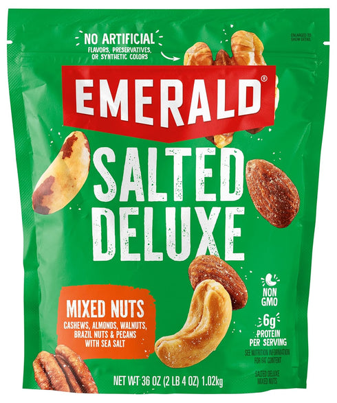 Emerald Salted Deluxe Mixed Nuts (1-Pack) | 36oz Resealable Bulk Bag |