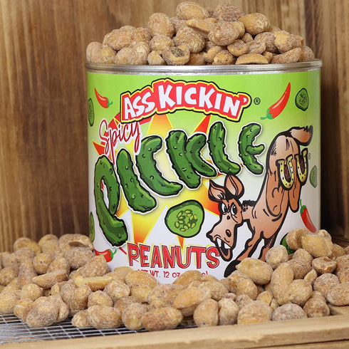 ASS KICKIN’ Spicy Peanuts - Hot Peanuts Flavored with Pickle - 12oz - Ultimate Gourmet Gift - Try if you dare!