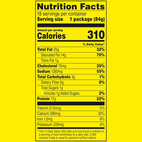 3.0 oz. (18 Count) Slim Jim Beef 'N Cheese Smoked Meat Sticks, Mild Flavor, High Protein