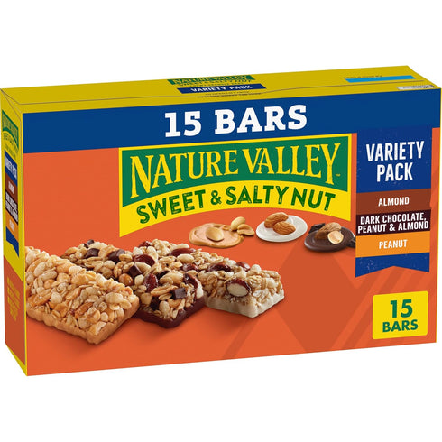 Nature Valley Sweet and Salty Nut Granola Bars, Variety Pack, 15 Bars,