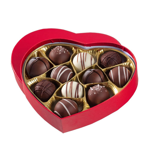 (11 9 Chocolate Truffle Heart Box Pieces) Valentines Day Vegan, Allergy-Friendly, Kosher Dairy Free, Peanut Free, Tree