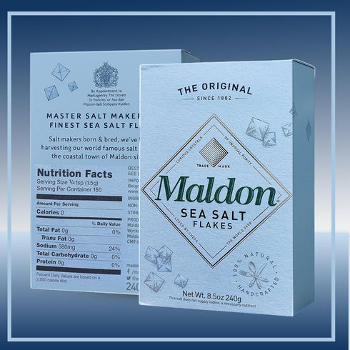 NORTHWARD SPIRIT Set 8.5 Oz Bamboo Salt Box Cellar Canister Gift With Maldon Sea Salt Flakes Box - Great For Salts