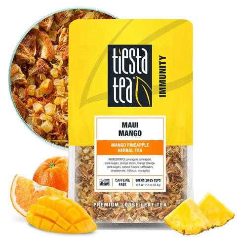Tiesta Tea Maui Mango, Loose Leaf Herbal Tea, Mango Pineapple Blend, Non-Caffeinated, 2.2 Ounce Pouch