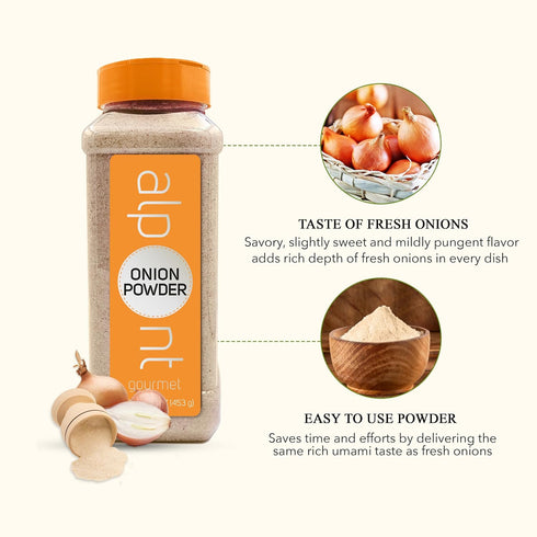 16oz (453g), Packed ALPONT GOURMET Onion Powder All Natural, Non-GMO, To Keep It Fresh, Premium Quality