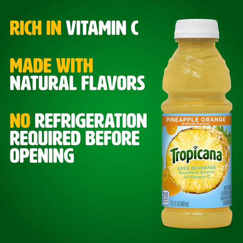 15.2 15.2 Oz (Pack 12) Tropicana Juice Drink, Bottles, Pineapple Orange